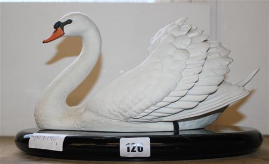 Bisque swan on stand